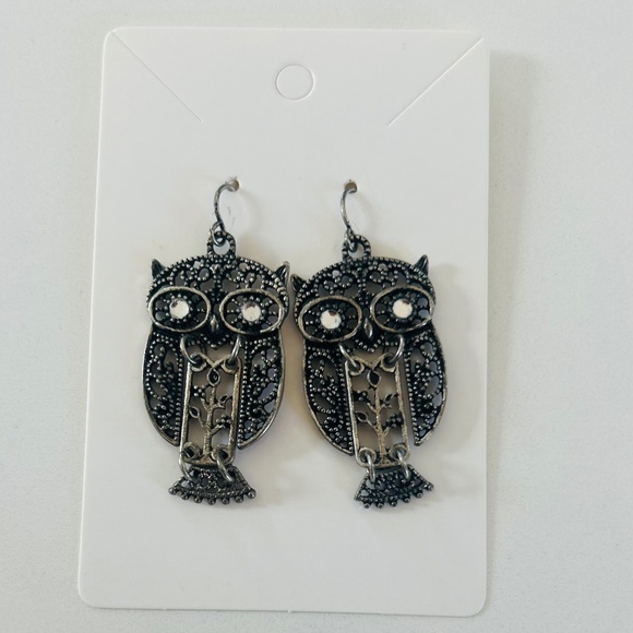 Silver owl earrings - Picture 1 of 1